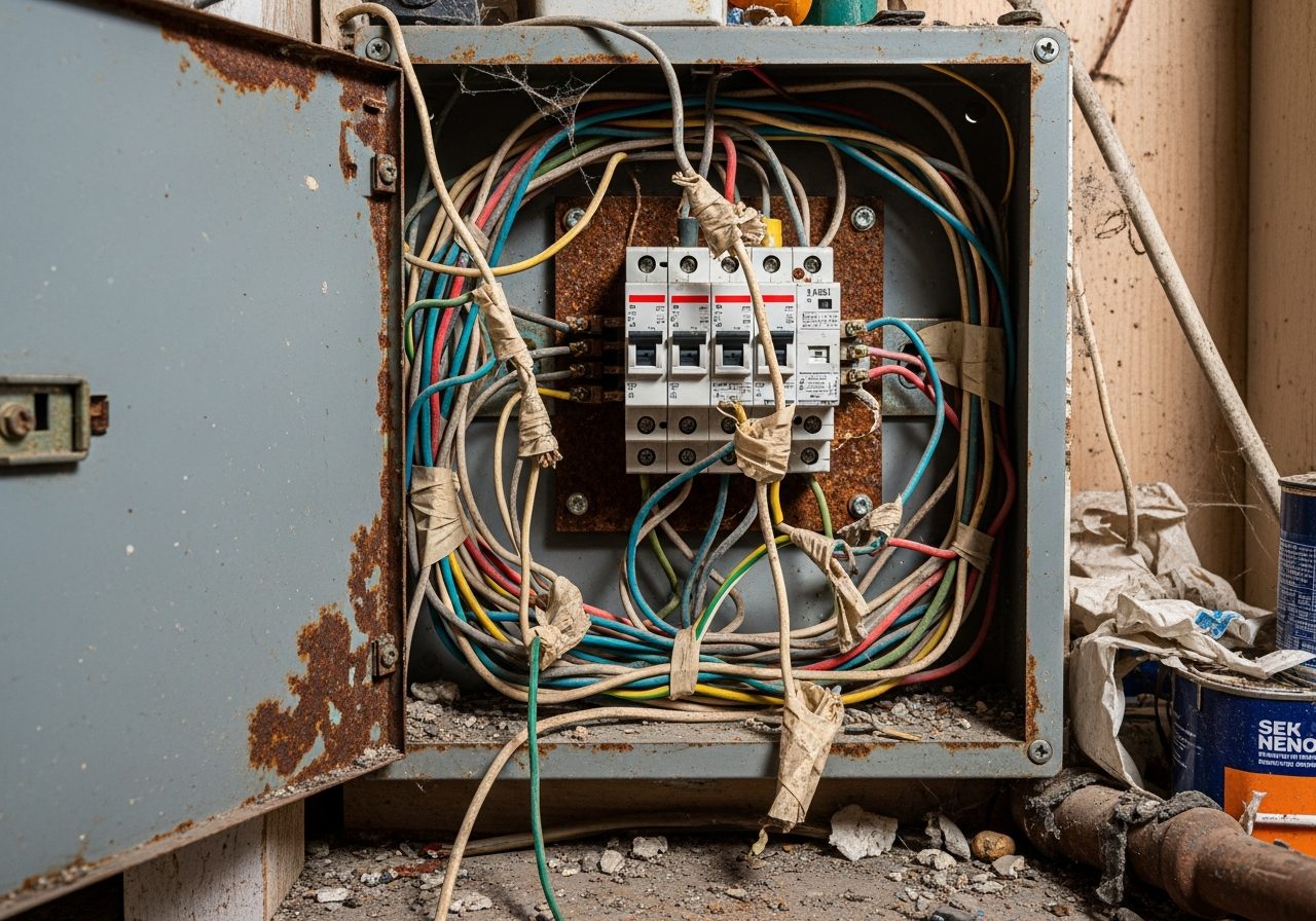 Outdated electrical panel before upgrade